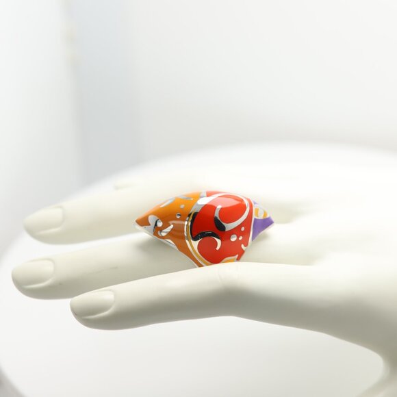 Art Ring Sterling Silver famous artist Enamel Inspired Artistic Ring - Picture 5 of 11